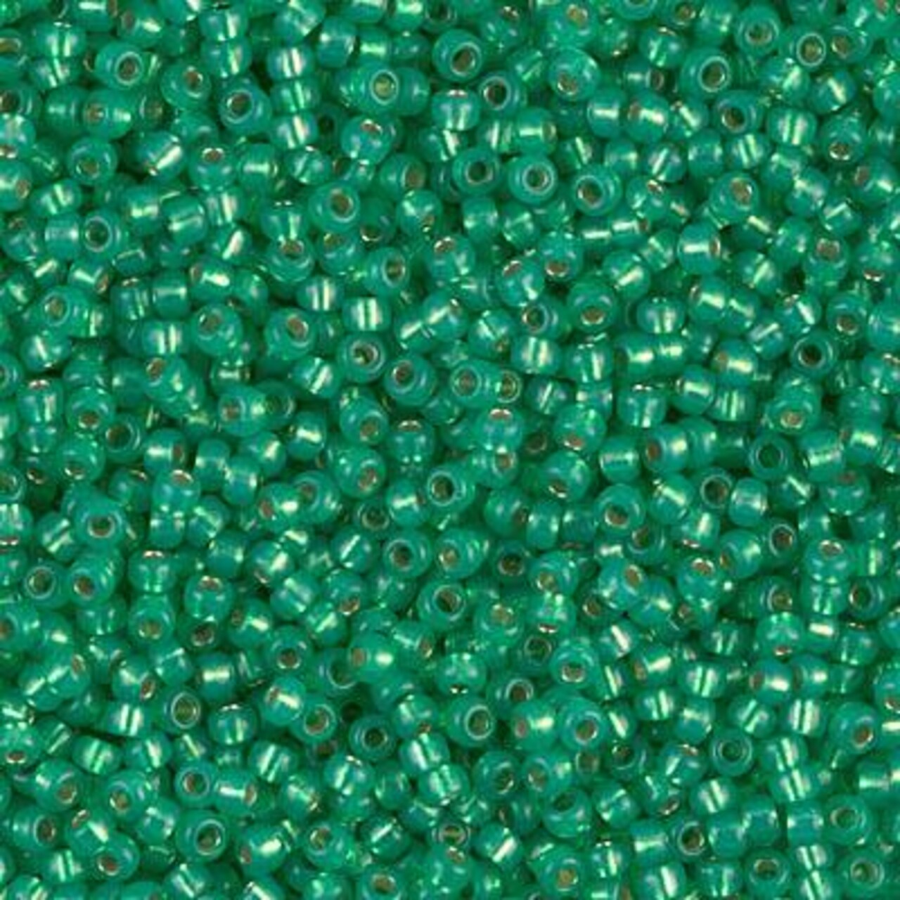 Miyuki 11 Round Seed Bead, 11-646, Dyed Dk Mint Green Silver Lined Alabaster, 13 grams